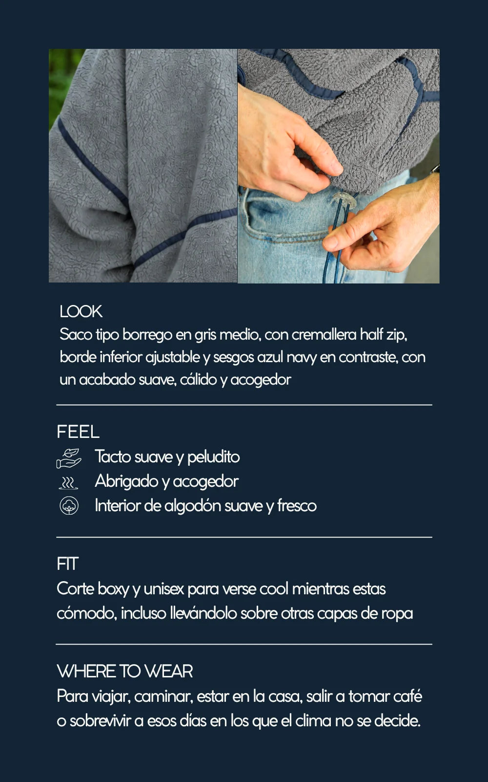 SACO OVEJERO BOXY GRIS - UNISEX-7