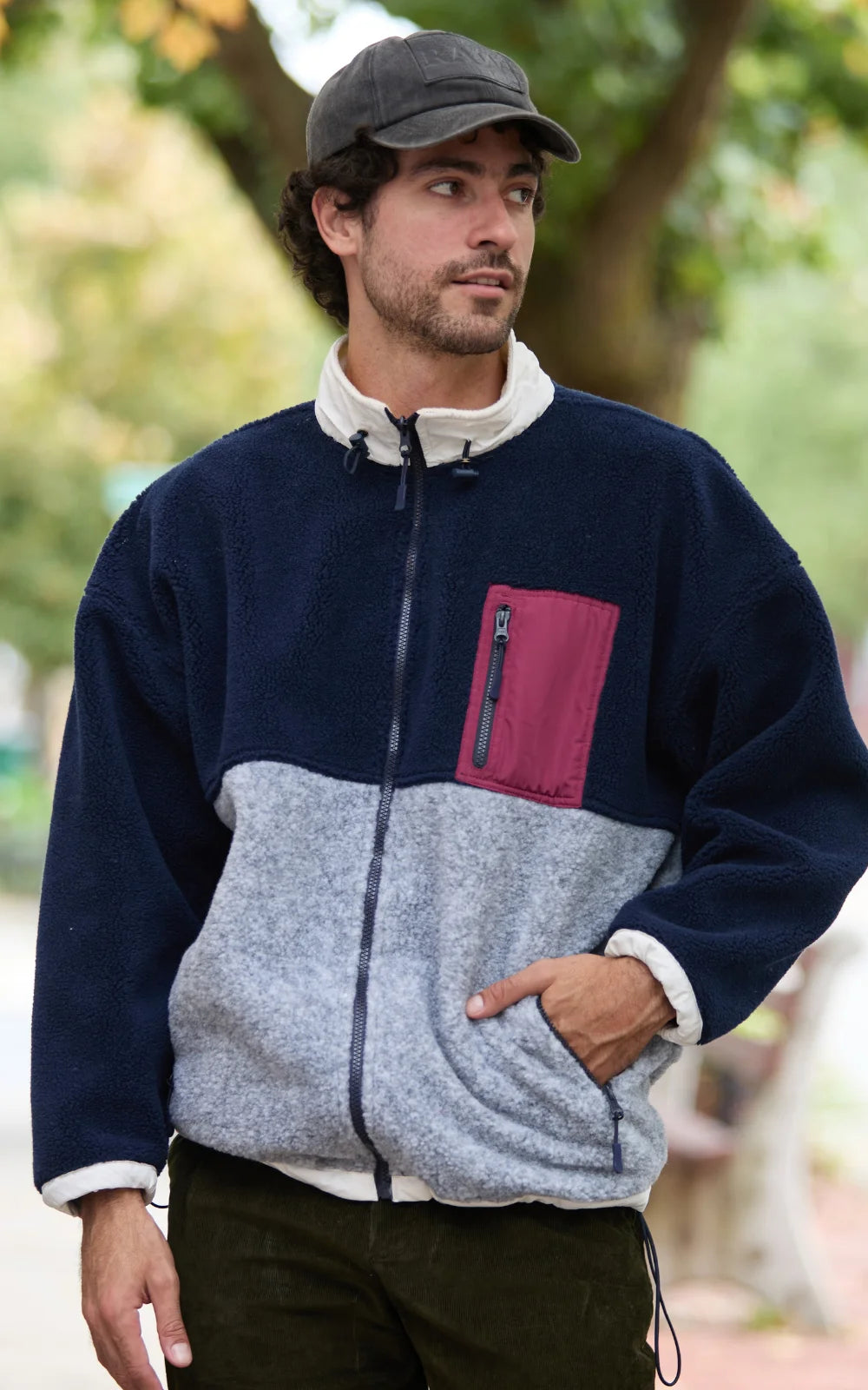SACO OVEJERO BOXY AZUL OSCURO UNISEX (FULL ZIP)- PREVENTA