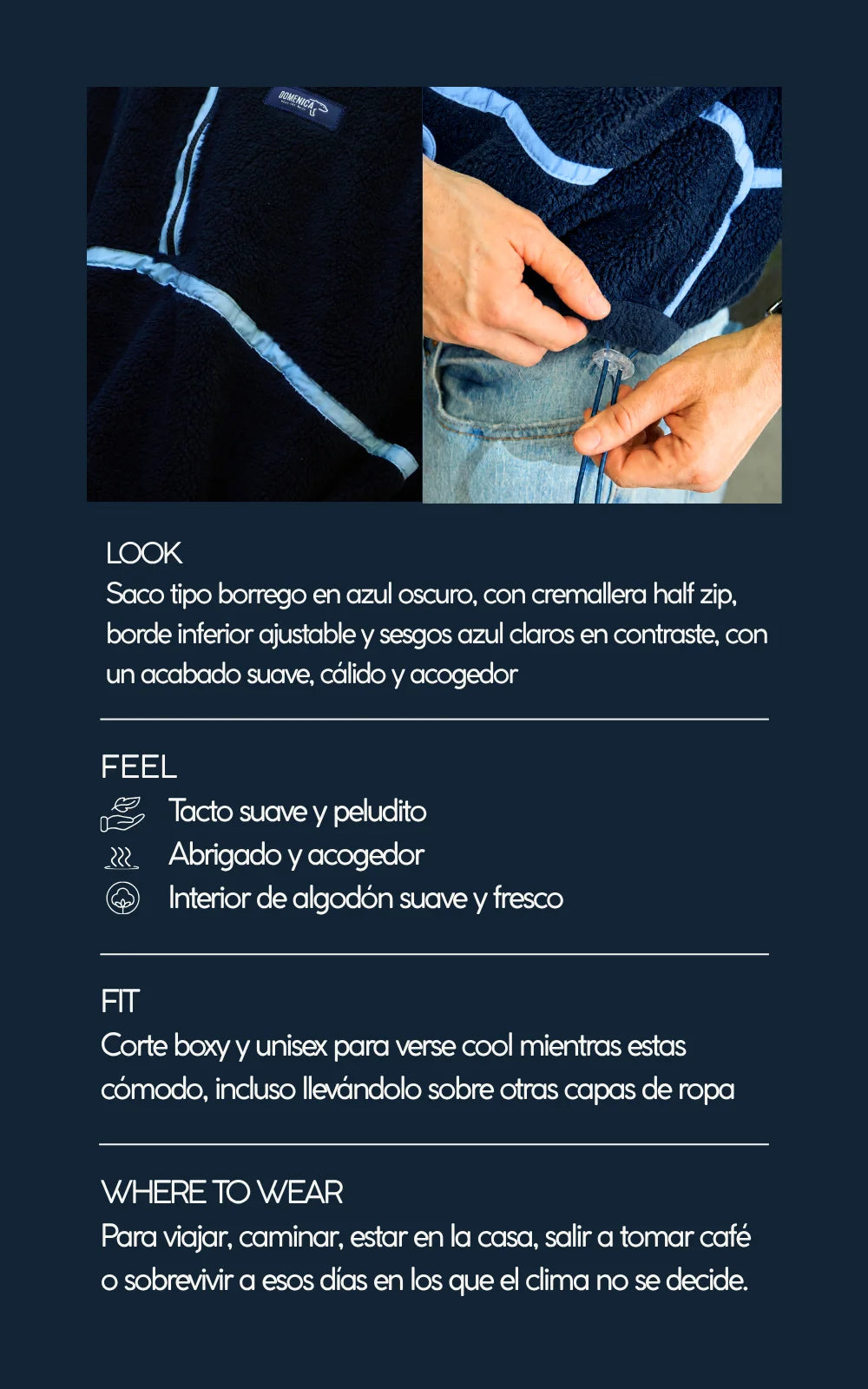 SACO OVEJERO BOXY AZUL OSCURO - UNISEX-7