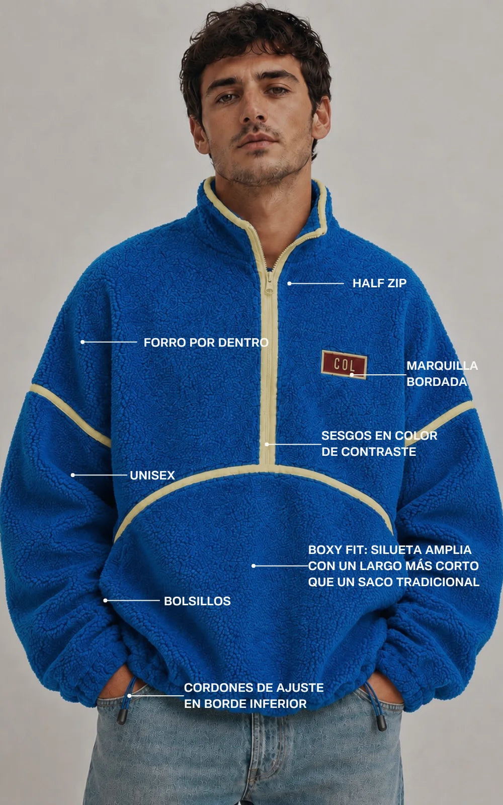 SACO OVEJERO LA SELE BOXY AZUL - UNISEX-3