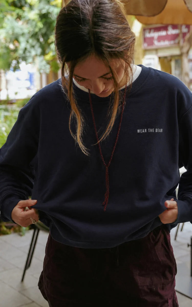 CREWNECK OSO ESTAMPADO AZUL OSCURO - UNISEX