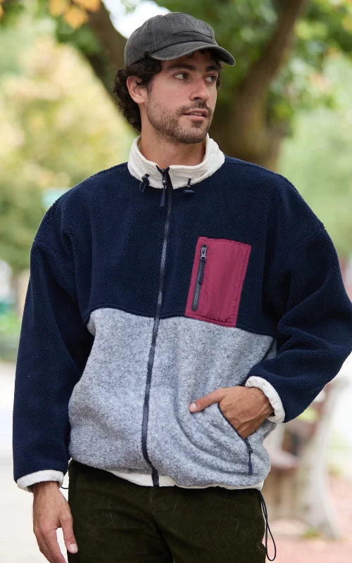 SACO OVEJERO BOXY AZUL OSCURO UNISEX (FULL ZIP)- PREVENTA