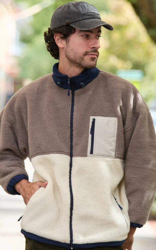 SACO OVEJERO BOXY BEIGE UNISEX (FULL ZIP)- PREVENTA