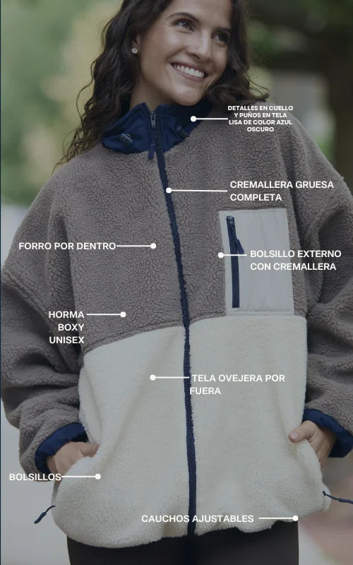 SACO OVEJERO BOXY BEIGE UNISEX (FULL ZIP)- PREVENTA-8