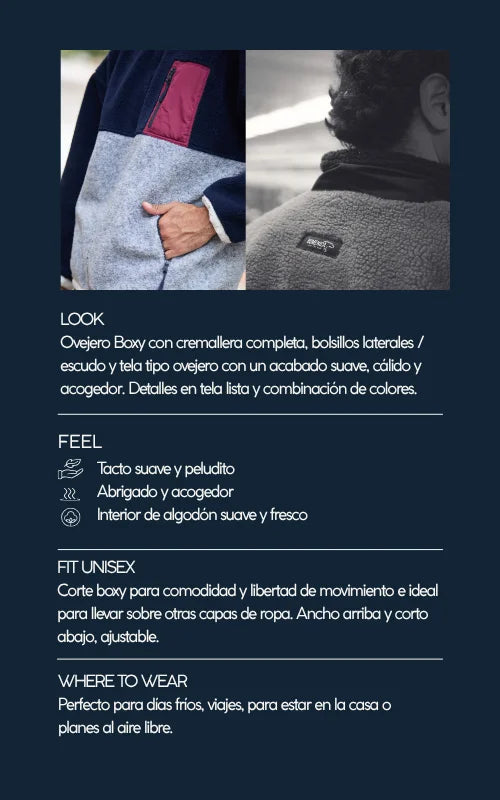 SACO OVEJERO BOXY AZUL OSCURO UNISEX (FULL ZIP)- PREVENTA-8