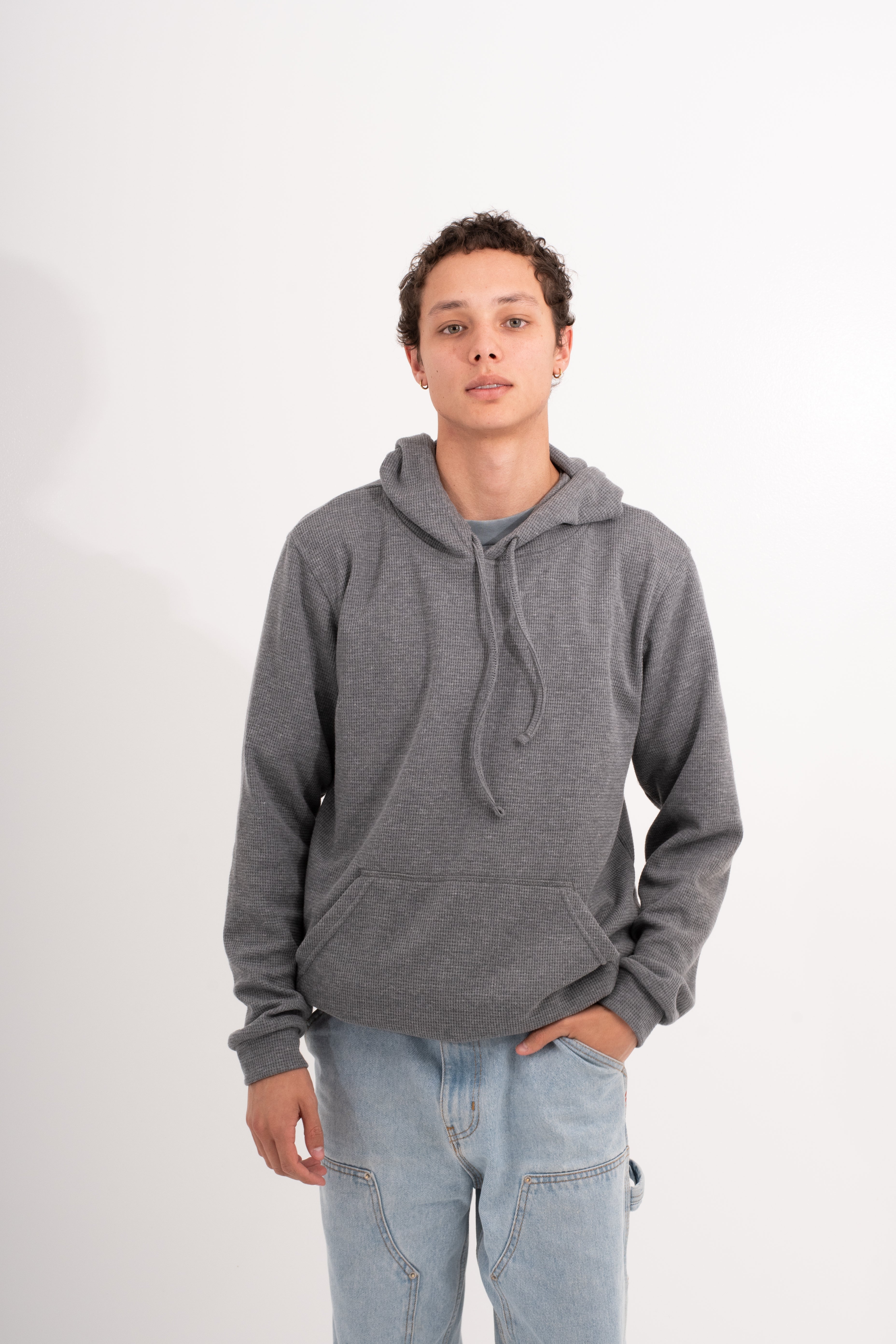 Hoodie gris oscuro unisex básico Domenica - vista frontal