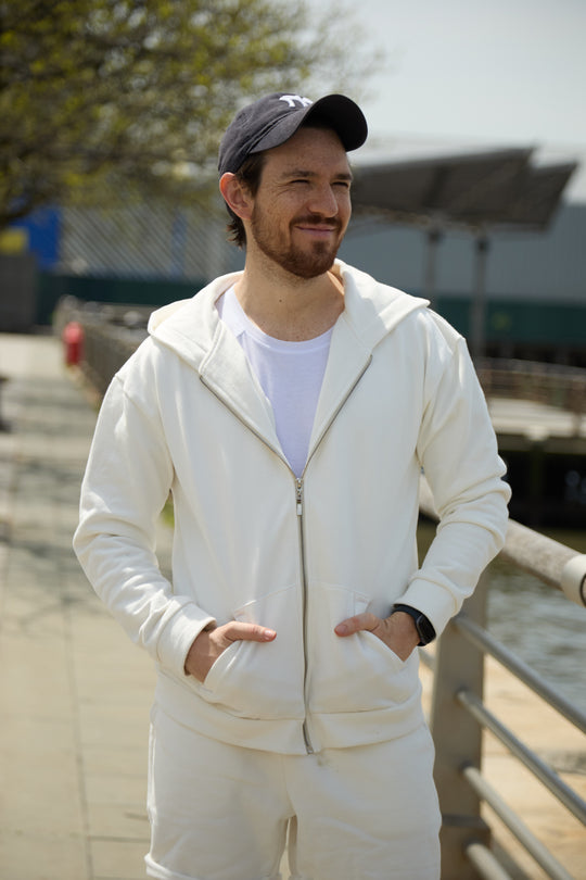 HOODIE DE CREMALLERA CREMA - UNISEX