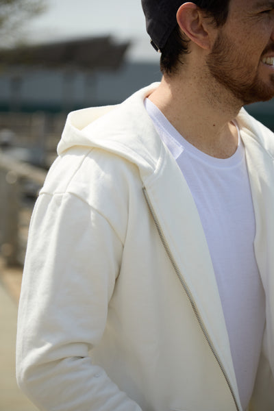 HOODIE DE CREMALLERA CREMA - UNISEX