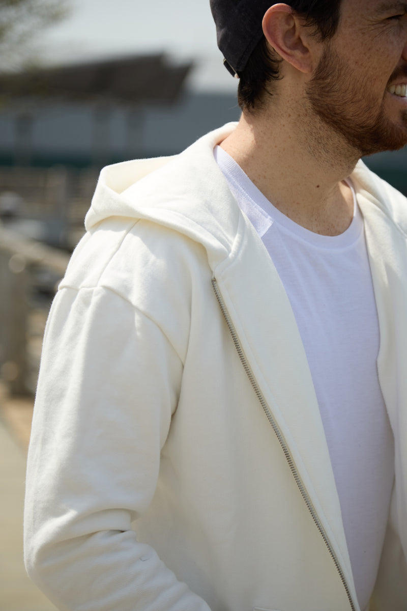 HOODIE DE CREMALLERA CREMA - UNISEX