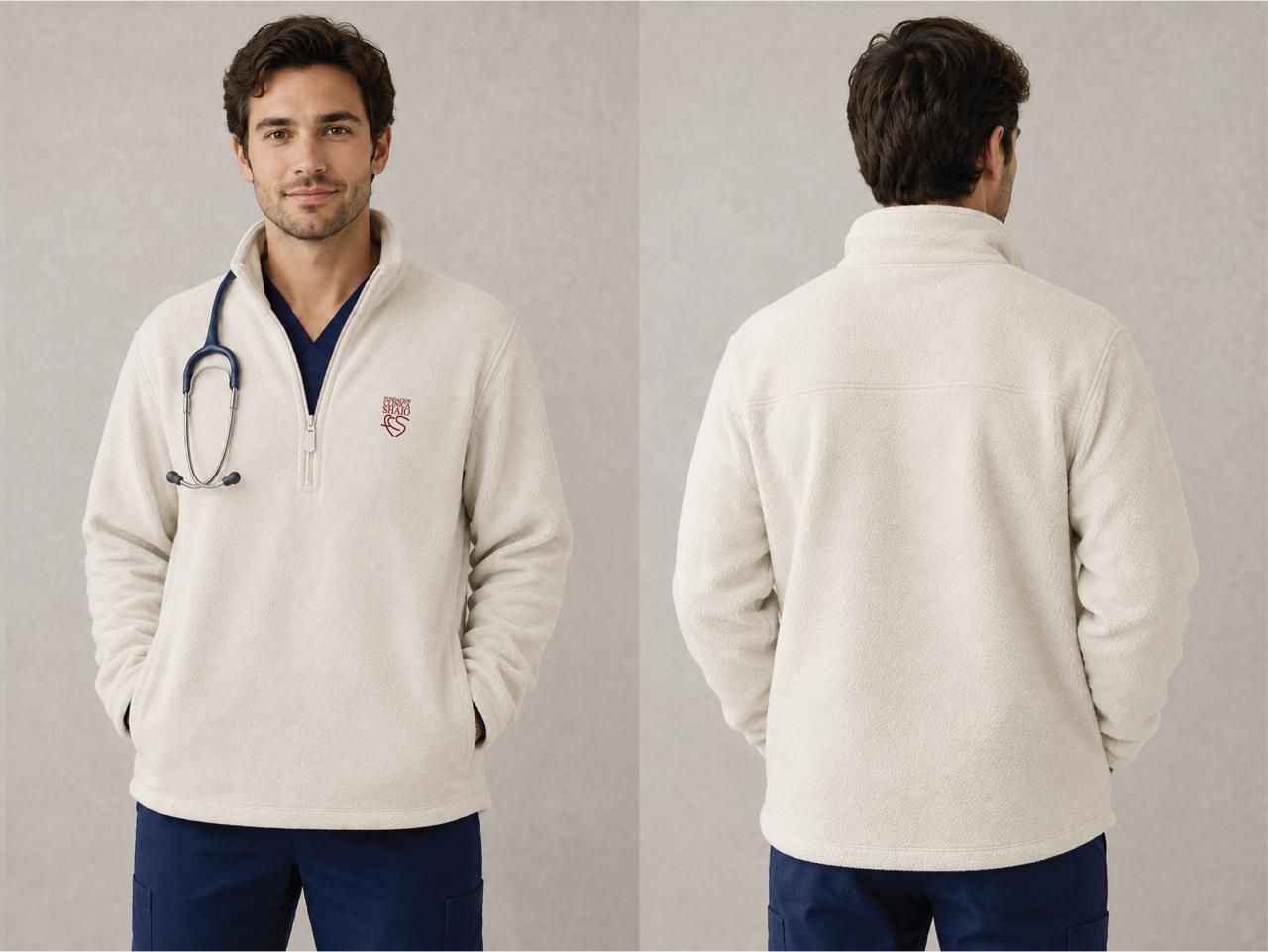 SACO FLEECE HALF ZIP CREMA - SHAIO