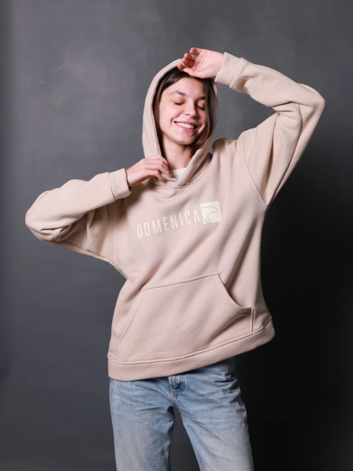 HOODIE OSO BEIGE OVERSIZED - UNISEX