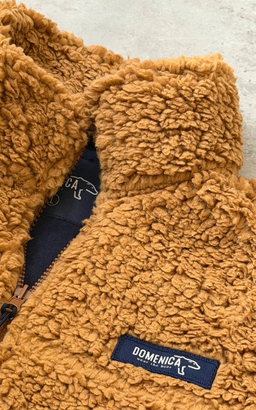 Saco ovejero caramelo para niño - textura exterior tipo borrego