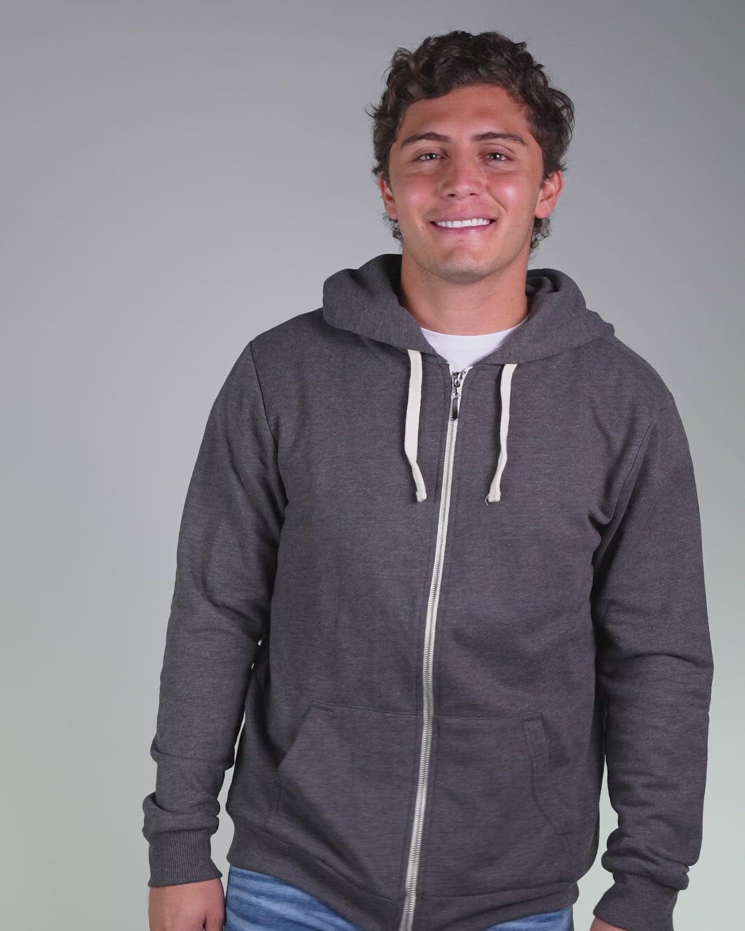 HOODIE DE CREMALLERA GRIS UNISEX-4