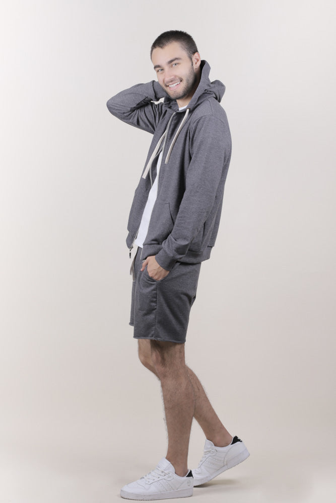 HOODIE DE CREMALLERA GRIS UNISEX-3