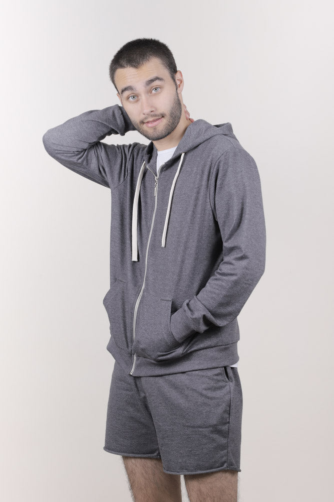 HOODIE DE CREMALLERA GRIS UNISEX