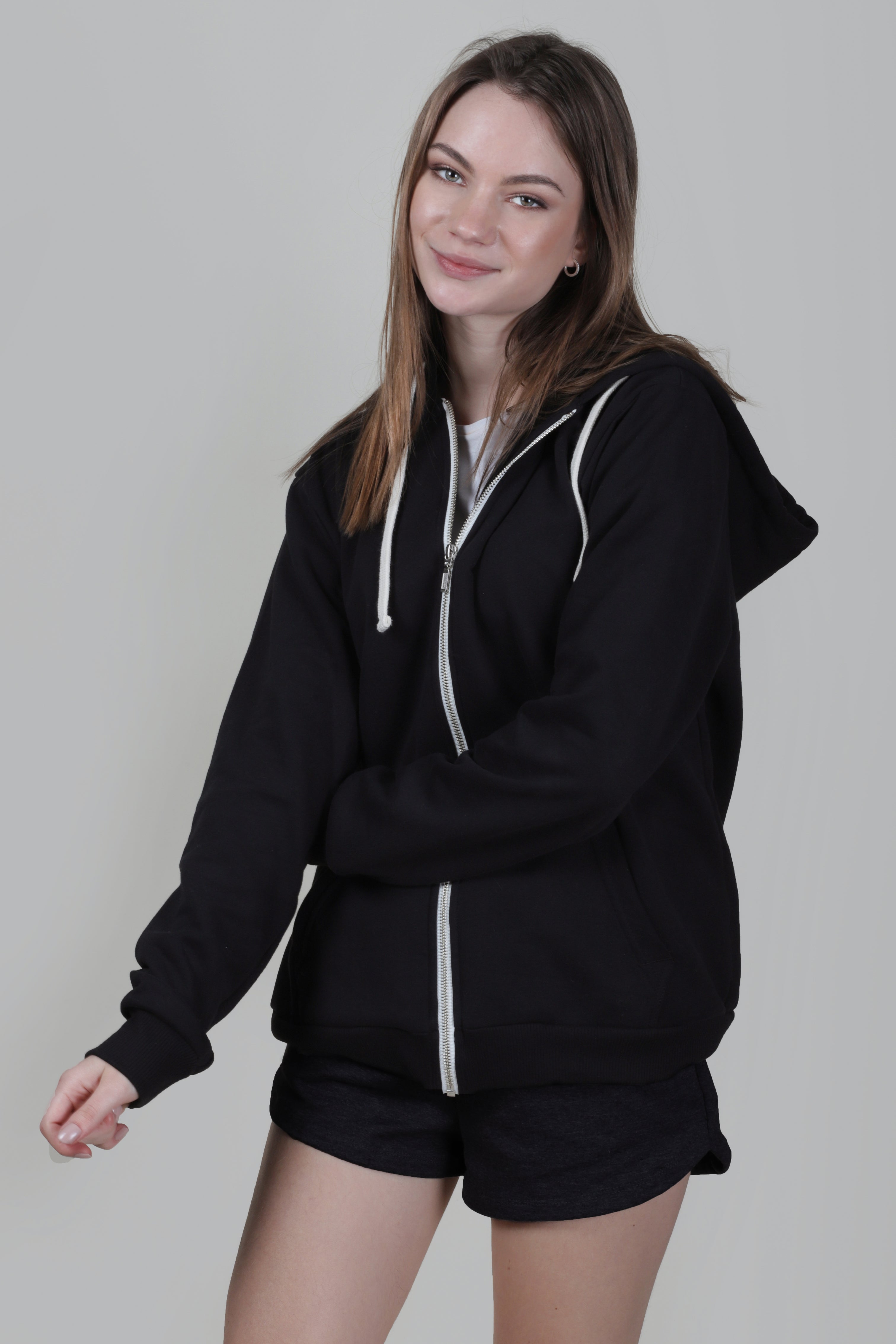 HOODIE DE CREMALLERA NEGRO- UNISEX-1